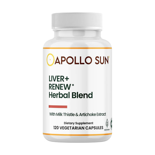 APOLLO SUN Liver+Renew with Milk Thistle and Artichoke Extract Herbal Blend Dietary Supplement (60 Vegetarian Capsules)
